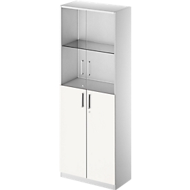 Kombischrank TETRIS SOLID, 5 OH, Glas- und Flügeltüren, B 800 mm, abschließbar