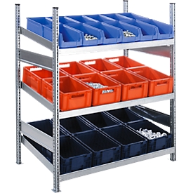 Komplettregal MBR 3000, Grundfeld, 3 schräge Fachebene, 1536 x 400 x 1004 mm