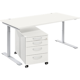 Komplettset Modena Flex, Schreibtisch B 1600 mm, höhenverstellbar 