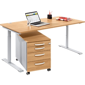 Komplettset Modena Flex, Schreibtisch B 1600 mm, höhenverstellbar 