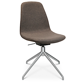 Konferenzsessel Topstar Sitness Life 1.1, dreh-/sitzhöhenverstellbar, ohne Armlehnen, B 460 x T 390 x H 450-480 mm, 4-Fussgestell, Alu matt & Stoff, braun