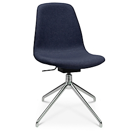 Konferenzsessel Topstar Sitness Life 1.1, dreh-/sitzhöhenverstellbar, ohne Armlehnen, B 460 x T 390 x H 450-480 mm, 4-Fußgestell, Alu poliert & Stoff, d.blau