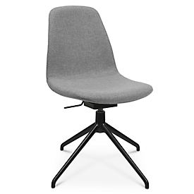Konferenzsessel Topstar  Sitness Life 1.1, dreh-/sitzhöhenverstellbar, ohne Armlehnen, B 460 x T 390 x H 450-480 mm, 4-Fußgestell, Alu schwarz-matt & Stoff, h.grau