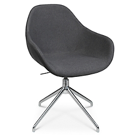 Konferenzsessel Topstar Sitness Life 2.0, dreh-/sitzhöhenverstellbar, Armlehnen, B 450 x T 390 x H 440-470 mm, 4-Fussgestell, Alu poliert & Stoff, anthr.