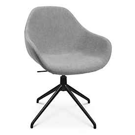 Konferenzsessel Topstar Sitness Life 2.0, dreh-/sitzhöhenverstellbar, Armlehnen, B 450 x T 460 x H 440-470 mm, 4-Fussgestell, Alu schwarz-matt & Stoff, h.grau