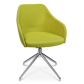 Konferenzsessel Topstar Sitness Life 2.1, dreh-/sitzhöhenverstellbar, Armlehnen, B 350-480 x T 460 x H 460-490 mm, 4-Fussgestell, Alu poliert & Stoff, gelb