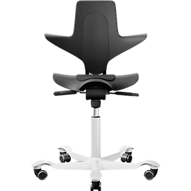 Konferenzstuhl HÅG Capisco Puls 8010, höhen- und tiefenverstellbar, Gasfeder, Hartrollen, Schaumstoff, Alu-Fußkreuz, schwarz/weiß