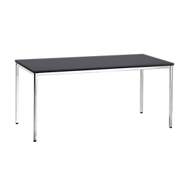 Konferenztisch, bis 6 Personen, Rechteck, 4-Fuß Quadratrohr, B 1600 x T 800 x H 720 mm, schwarz/chromsilber