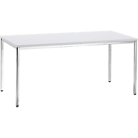 Konferenztisch, bis 6 Personen, Rechteck, 4-Fuß Quadratrohr, B 1600 x T 800 x H 720 mm, weiß/chromsilber
