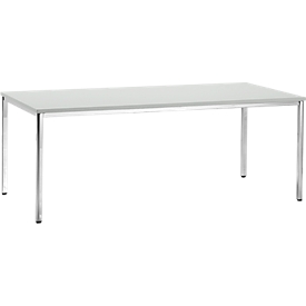 Konferenztisch, bis 6 Personen, Rechteck, 4-Fuß Quadratrohr, B 2000 x T 800 x H 720 mm, lichtgrau/chromsilber
