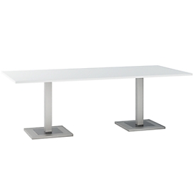Konferenztisch, bis 8 Personen, Rechteck, Standfuß, B 2200 x T 1000 x H 720-820 mm, weiß/silber