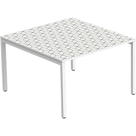 Konferenztisch Paperflow COLOR, Rechteck-Form, 4-Fuß-Quadratrohr, B 1400 x T 1260 x H 750 mm, desinfektionsmittelbeständig, black & white