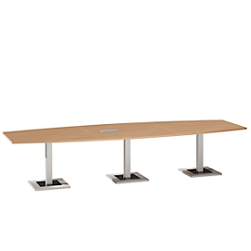 Konferenztisch Quandos Bootsform, B 3500 x T 1200 mm, Kirsche-Romana