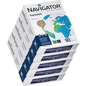 Kopierpapier Navigator Expression, DIN A4, 90 g/m², hochweiß, 1 Karton = 5 x 500 Blatt