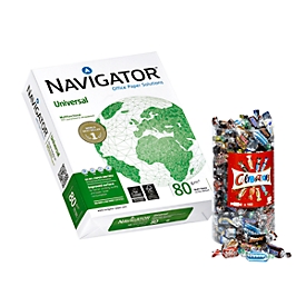 Kopierpapier Navigator Universal, DIN A4, 80 g/m², weiß, 1 Karton = 20 x 500 Blatt + Celebrations-Box