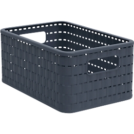 Korb COUNTRY, 6 Liter, Rattan-Optik, Kunststoff, spülmaschinengeeignet, stapelbar, B 185 x L 280 x H 126 mm, dunkelblau
