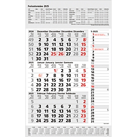 Korsch 3-maandenplanner 2025 Combi, strip timer, datumschuif, B 300 x H 478 mm, grijs