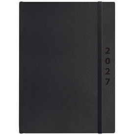 Korsch Calendrier de chef 2027, 352 pages, 1 jour par page, calendrier pour D/GB/F/I, jours fériés pour D/A/CH, L 205 x l 145 mm, reliure à spirale, cuir, noir