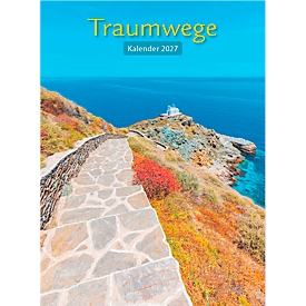 Korsch Calendrier illustré Chemins de rêve 2027, photos de paysages et citations/poèmes, L 235 x l 335 x H 2 mm, en couleur