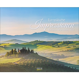 Korsch Calendrier illustré Impressions européennes 2027, photos de paysages européens, L 440 x l 360 x H 5 mm, en couleur
