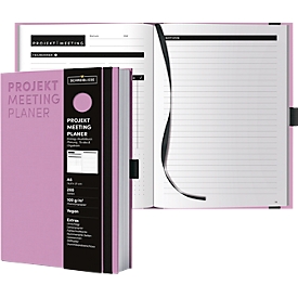 Korsch Projekt- und Meetingplaner, DIN A5, 200 pages, papier FSC, structure lin, tranche colorée, élastique &amp; porte-stylo, lilas