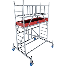 Krause ProTec XS aluminum folding scaffold, 200 kg/m², braked castors, L 2000 x W 700 x H 3800 mm