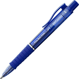 Kugelschreiber Faber-Castell Poly Ball View, Schreibfarbe blau, Strichbreite 0,6 mm, dokumentenecht, auswechselbare Mine, Gummigriff, blau