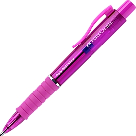 Kugelschreiber Faber-Castell Poly Ball View, Schreibfarbe blau, Strichbreite 0,6 mm, dokumentenecht, auswechselbare Mine, Gummigriff, electric fuchsia