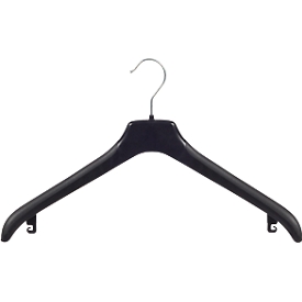 Kunststof kleerhanger NF44, zonder stang, B 440 mm, zwart