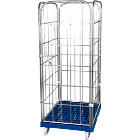 Kunststoff-Rollplatte mit 2 Seitengittern, 1 Rückwand, 1 Vorderwand, einzianblau RAL 5010