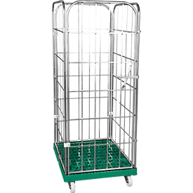 Kunststoff-Rollplatte mit 2 Seitengittern, 1 Rückwand, 1 Vorderwand, grün RAL 6024
