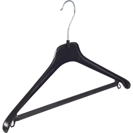 Kunststoffkleiderbügel HL245, mit Steg, B 450 mm, schwarz
