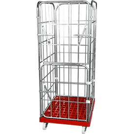 Kunststoffrollplatte, 2 Seitengittern, 1 Rückwand, 2 halbe Vorderwände, feuerrot RAL3000