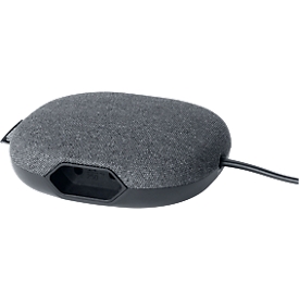Laadstation brennenstuhl® estilo, 1 x Eurostekker &amp; 2 x USB-laadcontactdoos, kabel &amp; kabelbinder, L 40 x B 140 x H 180 mm, textieloppervlak, zwart-anthr.