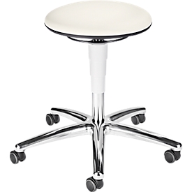 Labokruk bimos, met wielen, voor laboratoria en hygiënekritische ruimtes, in hoogte verstelbaar, B 400 x D 400 x H 460-630 mm, kunstleer, wit