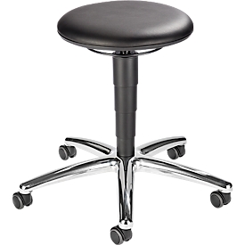 Labokruk bimos, met wielen, voor laboratoria en hygiënekritische ruimtes, in hoogte verstelbaar, B 400 x D 400 x H 460-630 mm, kunstleer, zwart