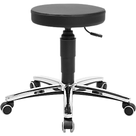 Laboratoriumkruk Topstar Tec 70, desinfectiebestendig, gepolsterd, harde vloer zwenkwielen, Ø 35 x H 390 - 520 mm, zwart