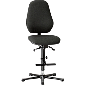 Labostoel Basic, met opstaphulp, stoffen bekleding, Duotec zwart gemêleerd