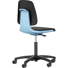 LABSIT labostoel, zonder armleuningen, met wielen, hoogte rugleuning 420 mm, kunstleer, blauw