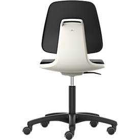LABSIT labostoel, zonder armleuningen, met wielen, hoogte rugleuning 420 mm, kunstleer, wit