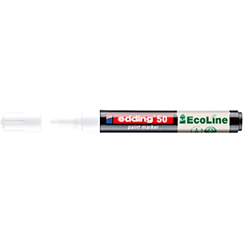 Lackmarker Edding 50 EcoLine, Schreibfarbe Weiß, Rundspitze, Strichstärke 2-3 mm, mit Kappe, wasserbasiert, nachfüllbar, 1 Stück