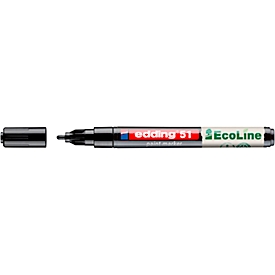 Lackmarker Edding 51 EcoLine, Schreibfarbe Schwarz, Rundspitze, Strichstärke 1-2 mm, mit Kappe, wasserbasiert, nachfüllbar, 10 Stück