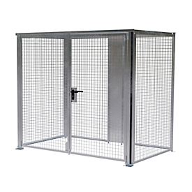 Lagerbox LBM 1500, abschließbar, Doppelflügeltor, B 2160 x H 1985 mm, zur Bodenbefestigung, Baukastensystem, B 2450 x T 1595 x H 2100, feuerverzinkt