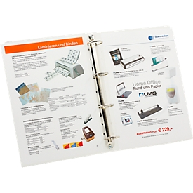 Laminating films, filing hole, DIN A4, glossy, 100 pieces