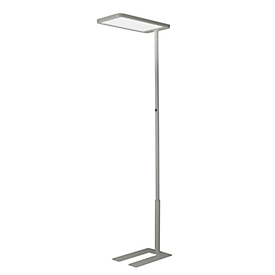Lampadaire LED Hansa-by-styro Capella, 80 W, 10400 lm, 4000 K, lumière directe/indirecte, compatible avec un poste de travail sur écran, avec variateur, gris argenté