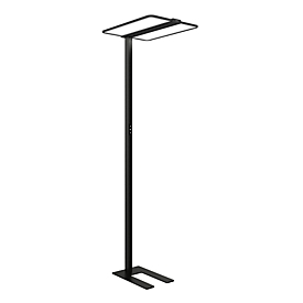 Lampadaire LED Unilux ATLAS, 80 W, 10 799 lm, 4 000 K, éclairage direct/indirect, détecteur de mouvement et de lumière du jour, intensité réglable, aluminium, noir