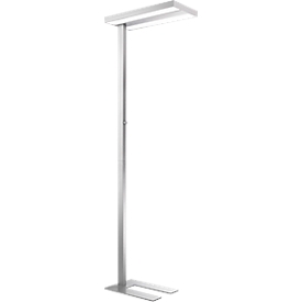 Lámparas de suelo LED, de regulación continua, iluminación directa e indirecta, H 1950 mm, 2 x 30 W, aluminio plateado