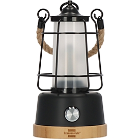 Lampe de camping LED brennenstuhl® CAL 1, 350 lm, 2700- 6500 K, jusqu'à 75 h, intensité lumineuse variable, fonction de recharge, fonctionnement sur batterie, IP44, câble de recharge USB inclus, brun-noir