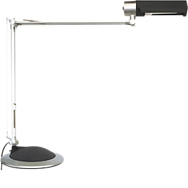 Lampe de table LED MAULoffice, tête/bras orientable et inclinable, 950 lumen, sélection du pied, hauteur 540 mm, aluminium & métal, argent-anthracite
