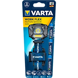 Lampe frontale Varta Work Flex Motion Sensor H20, technologie CBOB-LED, 42-78 m, 2 modes d'éclairage et 8 niveaux de luminosité, IP54